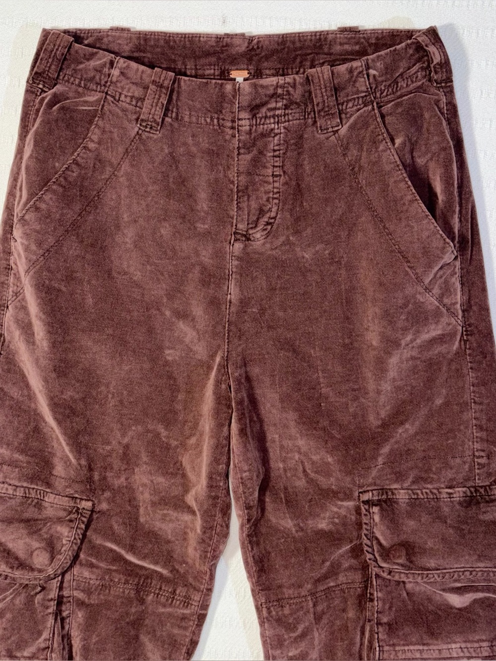 Free People Hard Crushin Plush Cargo Pants Womens Size 4 Brown Velvet Utility - Picture 5 of 14